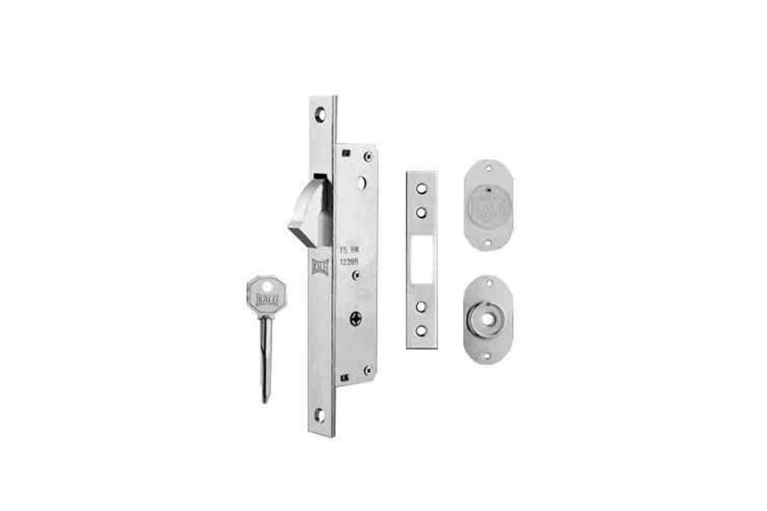 Kale Kilit 201F - Sürme Kapı Kilidi Prazis 3 Anahtarlı Nikel 20 MM