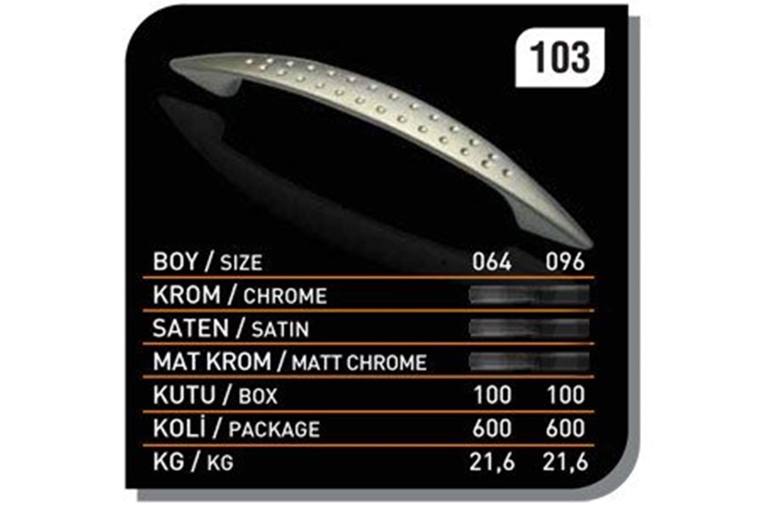 Noktalı Kulp 96 MM Krom