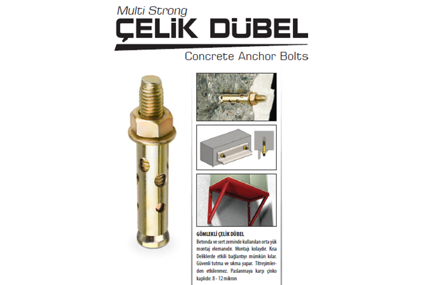 Çelik Dübel Gömlekli M 12 X 90 MM