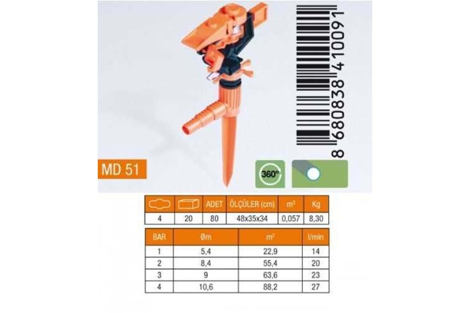 Medalyan Açı Ayarlı Sprink Saplamalı MD51