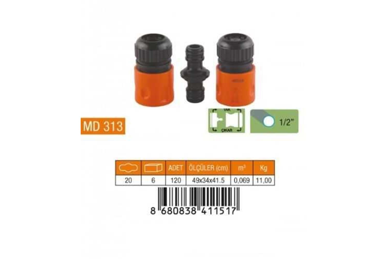 Medalyan Oto. Hortum Bağlantısı (3 Lü Set 1/2