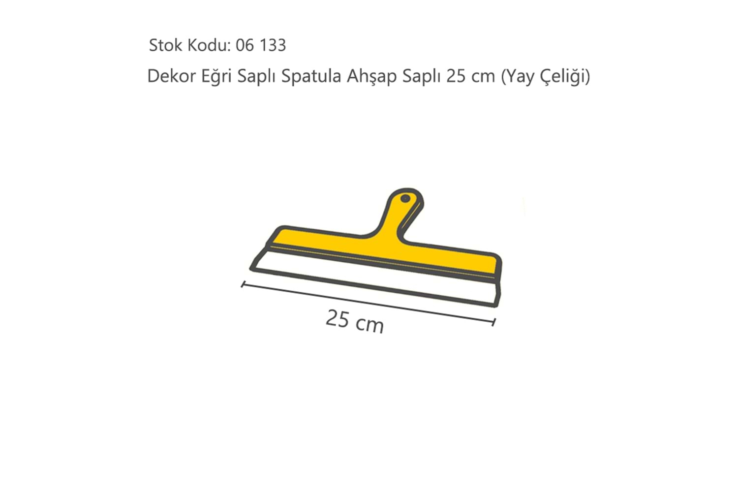 Dekor Eğri Saplı Spatula Ahşap Saplı 25 CM ( Yay Çeliği ) 046
