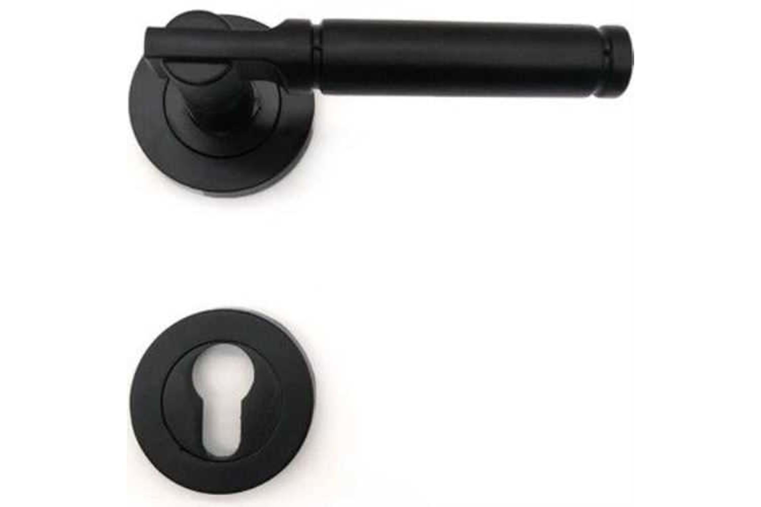 Rozetli Kapı Kolu ( Yağmur ) Siyah Yale