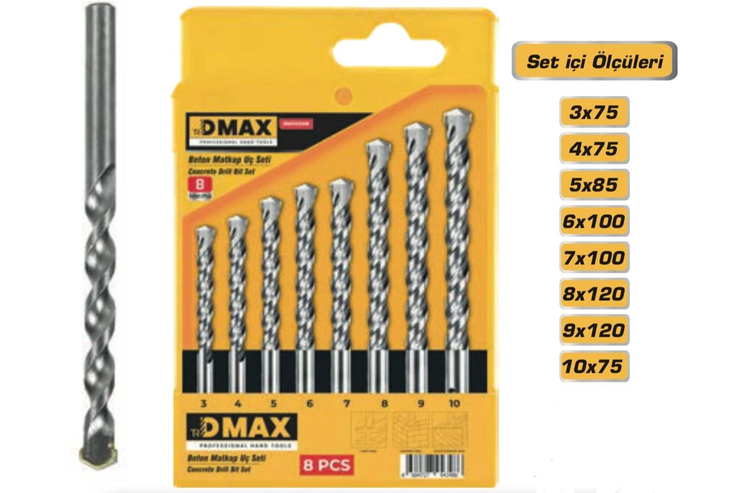Dmax Beton Matkap Ucu Seti 8 Parça DMX4348