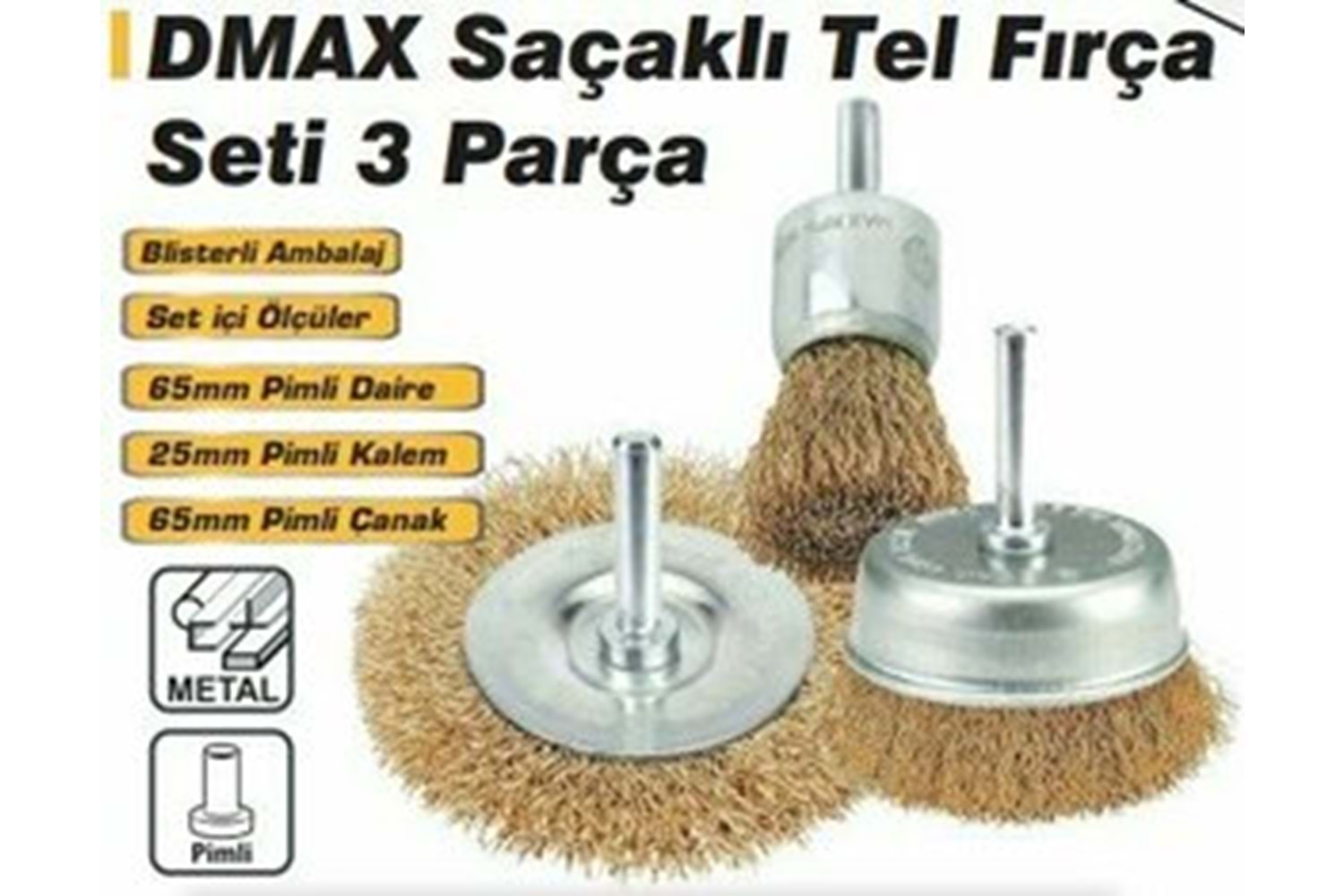Dmax Saçaklı Tel Fırça Seti 3 Parça DMX4084