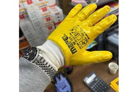 MF004 Nitril Full Kaplı Sarı Eldiven