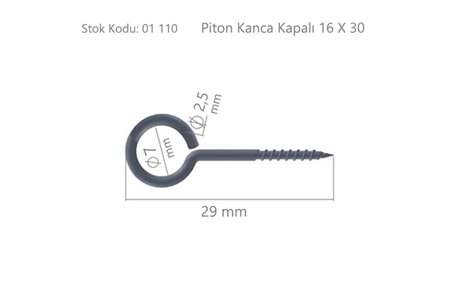 Piton Kanca Kapalı 16 X 30 ( BA1630K )