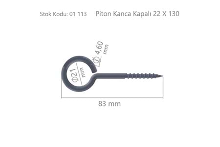 Piton Kanca Kapalı 22 X 130 ( BA22130K )