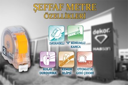 Dekor Şerit Metre Şeffaf 5m x 25mm 408 (5x25)