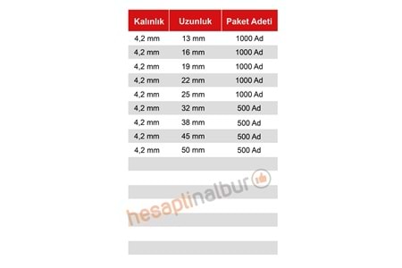 Meridyen YHB Matkap Uçlu Vida 4,2x19 MM 1000 Adet
