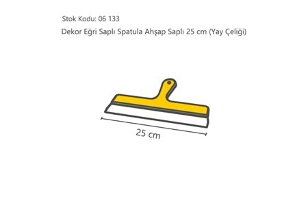Dekor Eğri Saplı Spatula Ahşap Saplı 25 CM ( Yay Çeliği ) 046
