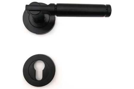 Rozetli Kapı Kolu ( Yağmur ) Siyah Yale