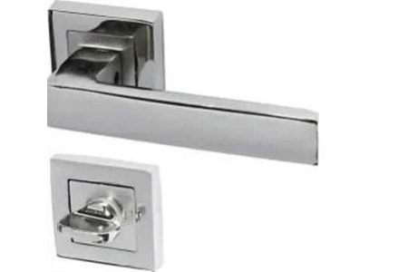 Rozetli Kapı Kolu (Damla) Nikel Saten Wc