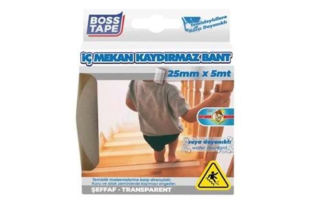 Boss Tape Şeffaf Zemin Kaydırmaz Bant 25 mm x 5 mt BT-10005