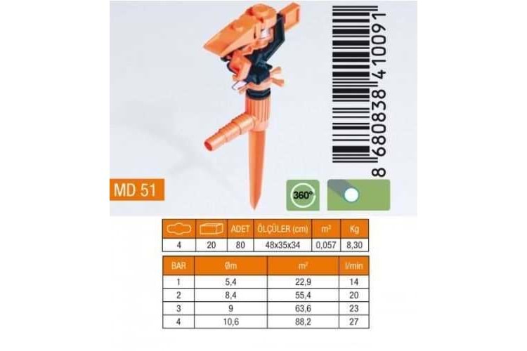Medalyan Açı Ayarlı Sprink Saplamalı MD51