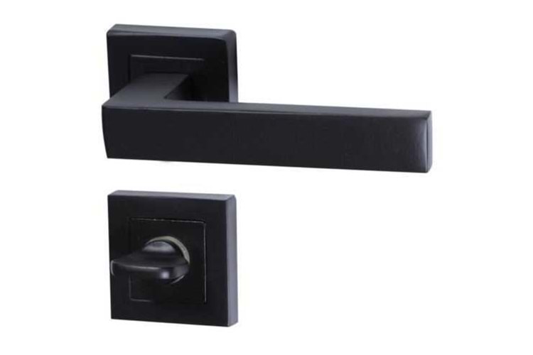 Rozetli Kapı Kolu (Damla) Mat Siyah Wc