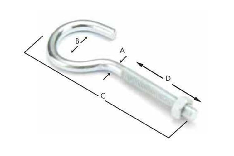 Piton Açık Kanca Civatalı M6x70
