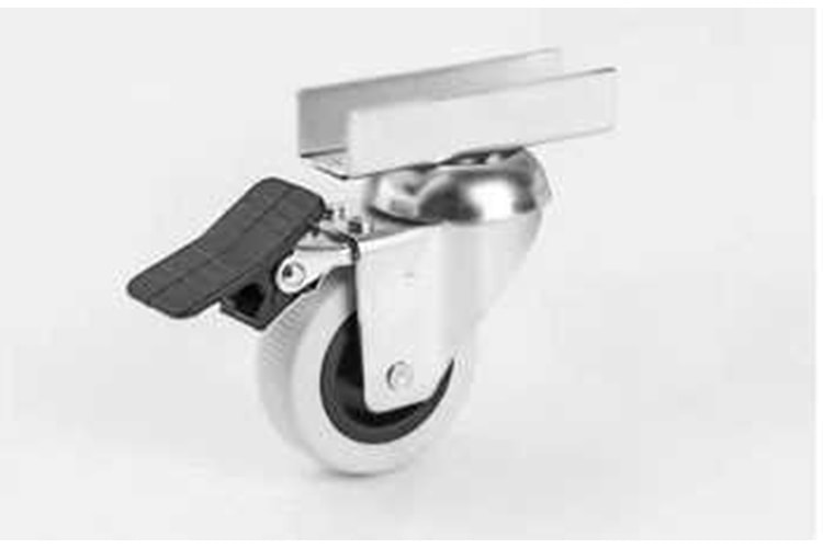 50x20 Furç U Tablalı Frenli Gri Teker