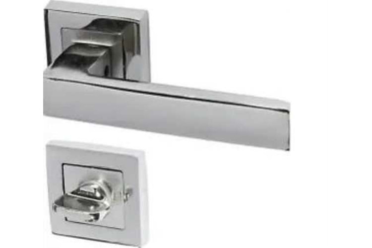 Rozetli Kapı Kolu (Damla) Nikel Saten Wc