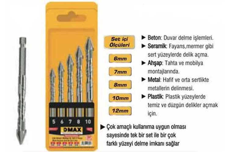 Dmax Çok Amaçlı Matkap Uç Seti 5 Parça DMX4721