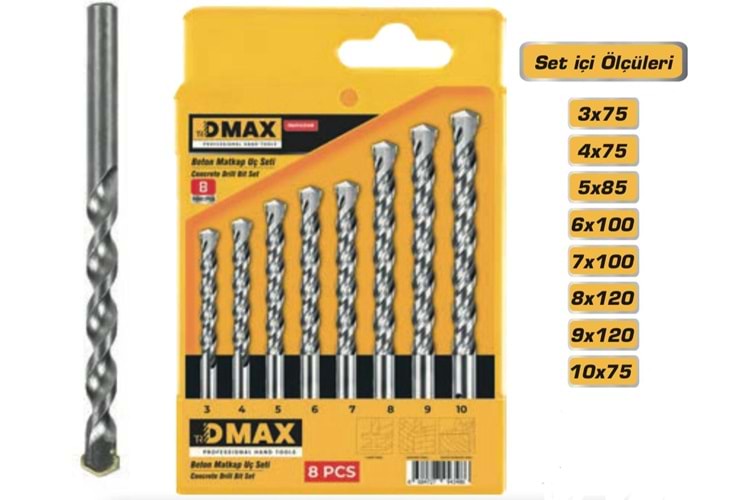 Dmax Beton Matkap Ucu Seti 8 Parça DMX4348