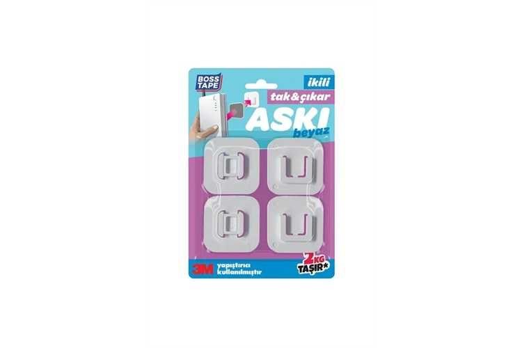 Boss Tape Tak Çıkar Askı Beyaz 2 li Set BT-11015