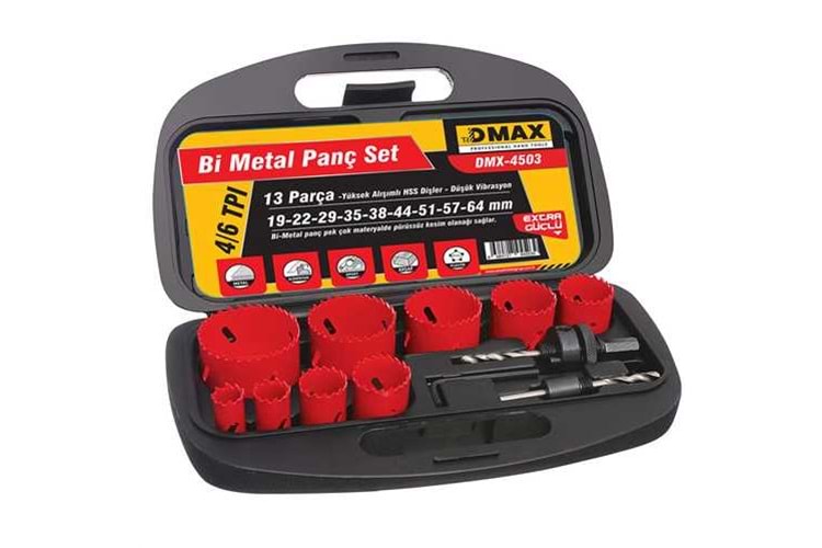 Dmax Bi Metal Panç Takımı 9 Parça 19-57 mm DMX4502
