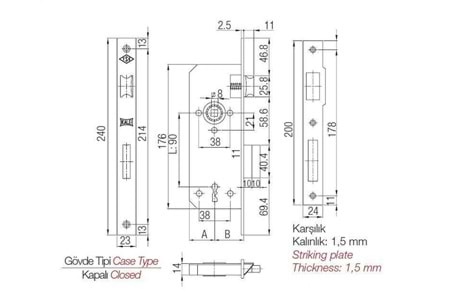 Kale Kilit 151 Gömme Kapı Kilidi Tek Anahtarlı Nikel 40 mm