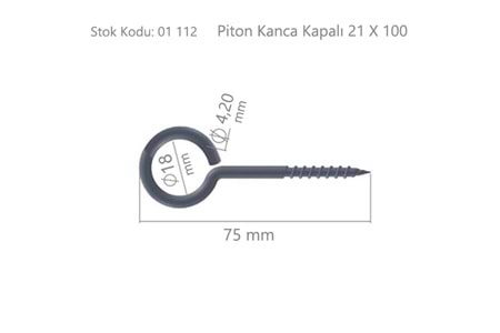 Piton Kanca Kapalı 21 X 100 ( BA21100K )