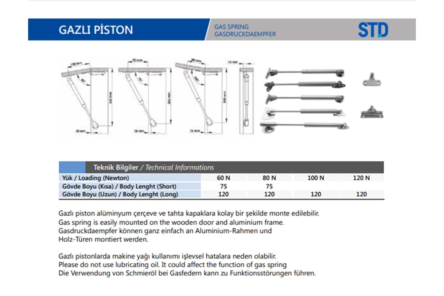 Gazlı Piston Gri 100