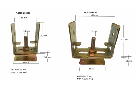 Köseoğlu Ayarlı Tablalı Pergule Ayağı M 14