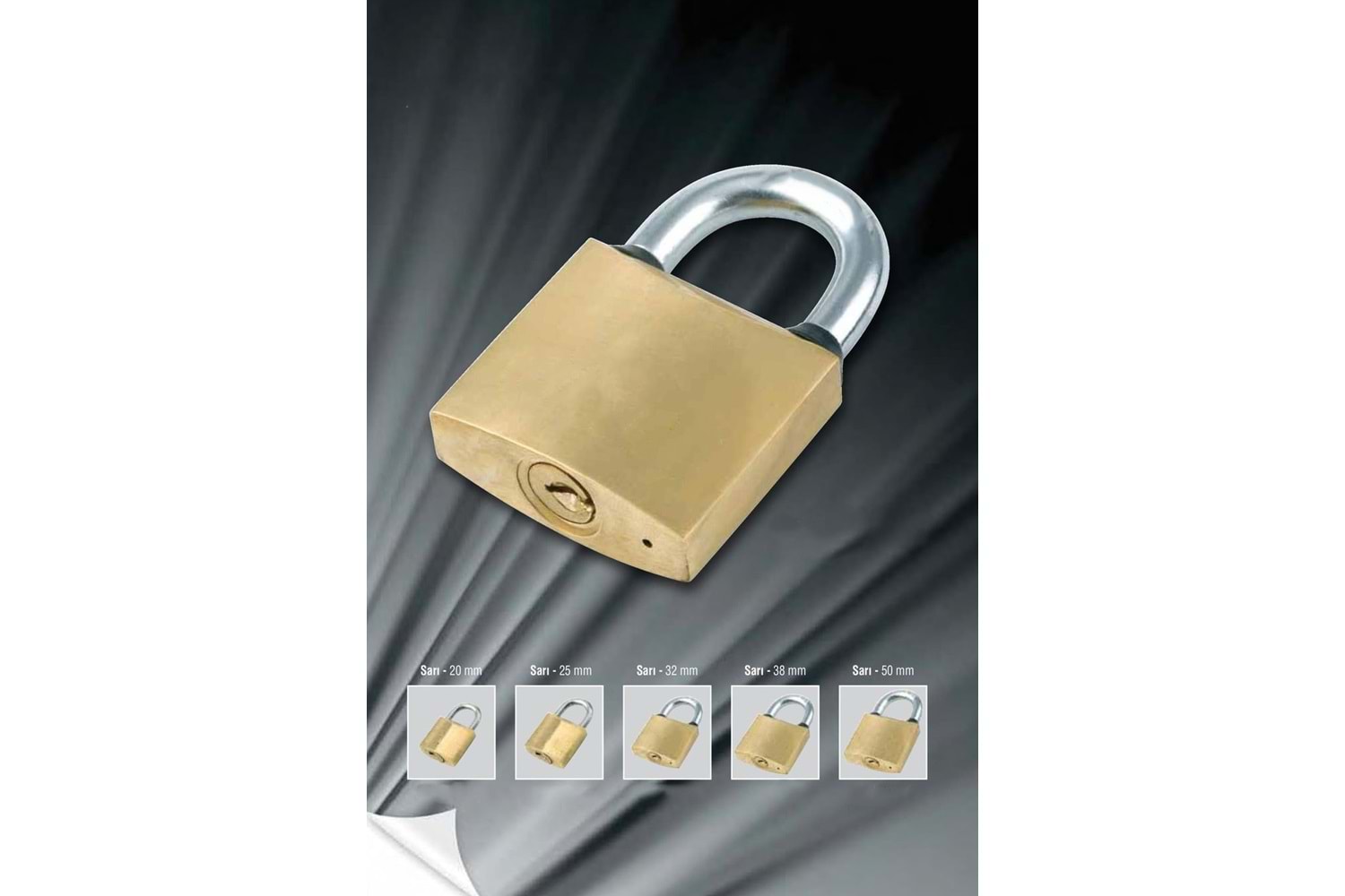 Asma Kilit Sarı 38 MM Kısa