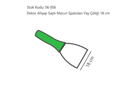 Dekor Ahşap Saplı Macun Spatulası Yay Çeliği 18 CM 010