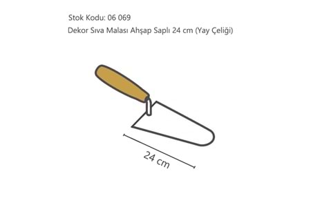 Dekor Sıva Malası Ahşap Saplı 24 CM ( Yay Çeliği ) 063