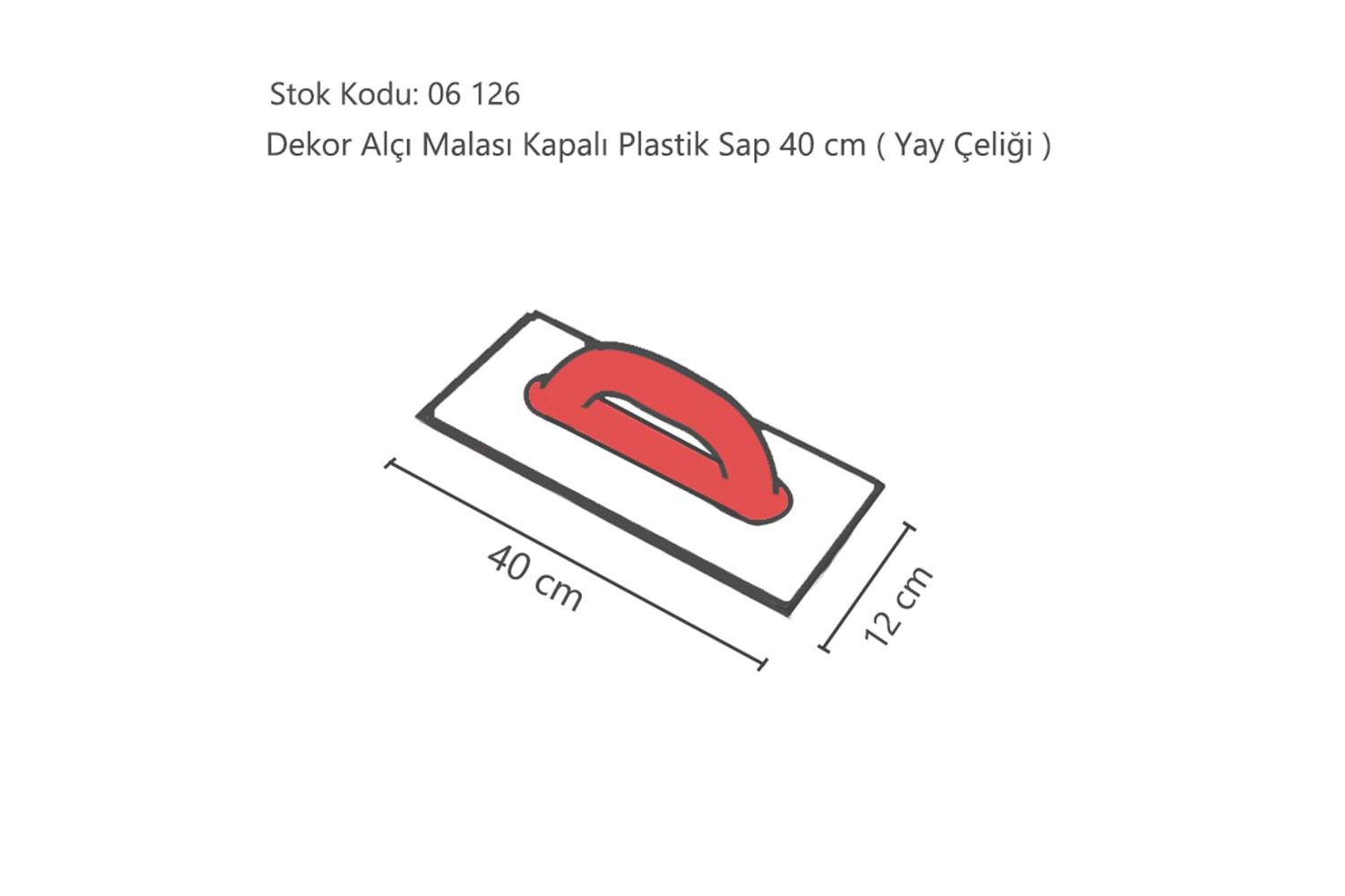 Dekor Alçı Malası Kapalı Plastik Sap 40 CM ( Yay Çeliği ) 212