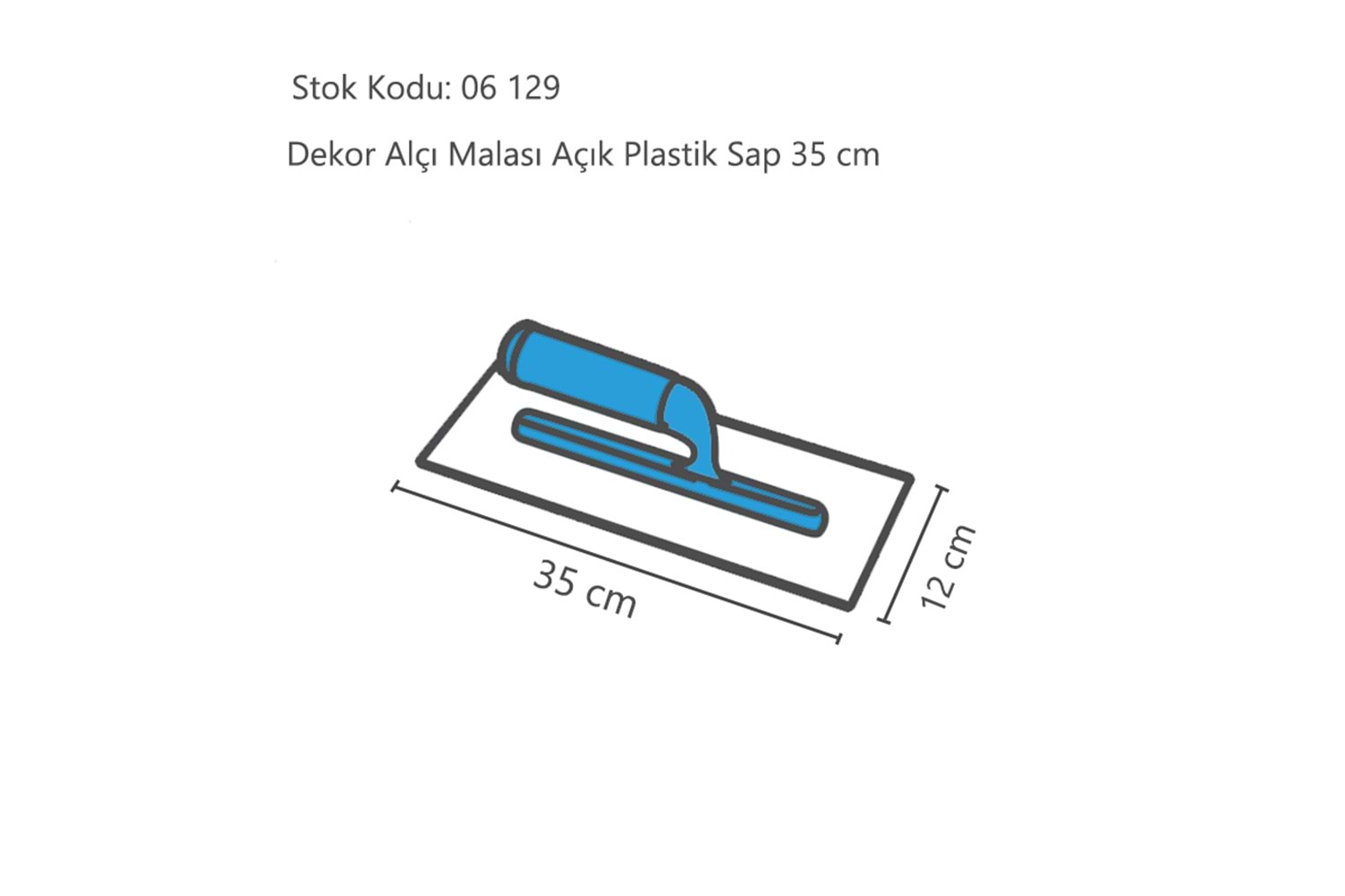 Dekor Alçı Malası Açık Plastik Sap 35 CM ( Paslanmaz ) 094