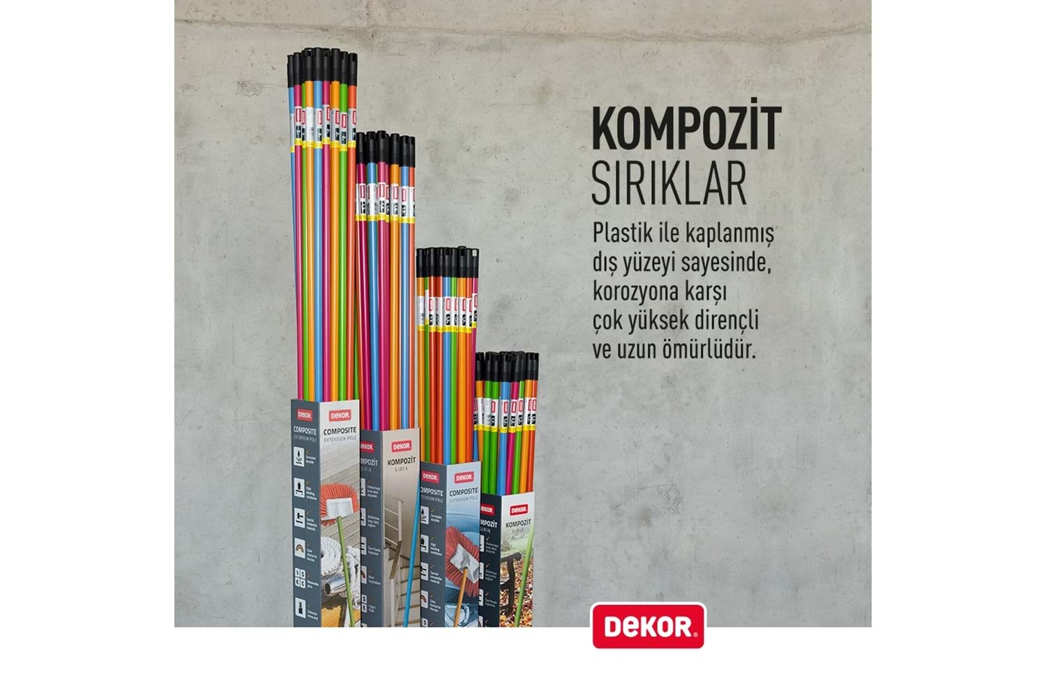 Dekor 4 MT Alüminyum Hafif 3 Kademe Ayarlı Sırık 1296
