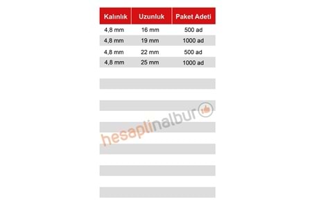 Meridyen Pul Başlı RYSB Matkap Uçlu Vida 4,8x16 MM 500 Adet