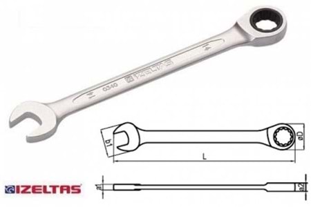 İzeltaş Cırcır Kombine Anahtar 19 mm