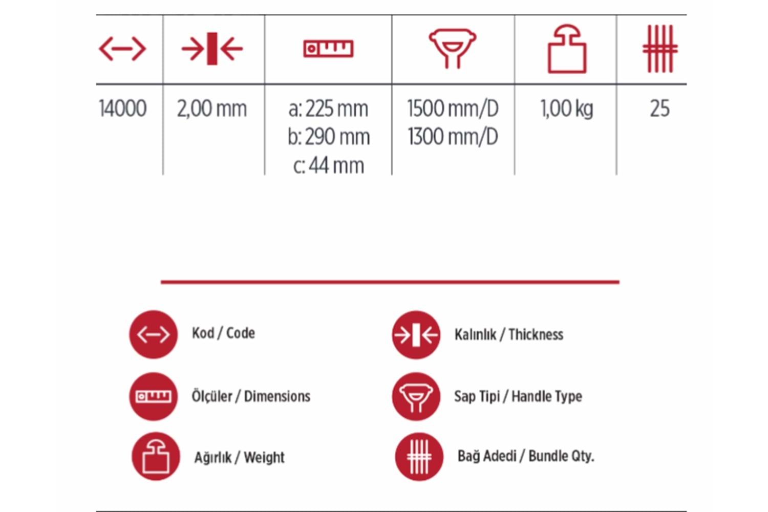 Yaparlar 3200 Bel Küreği Sivri 14000
