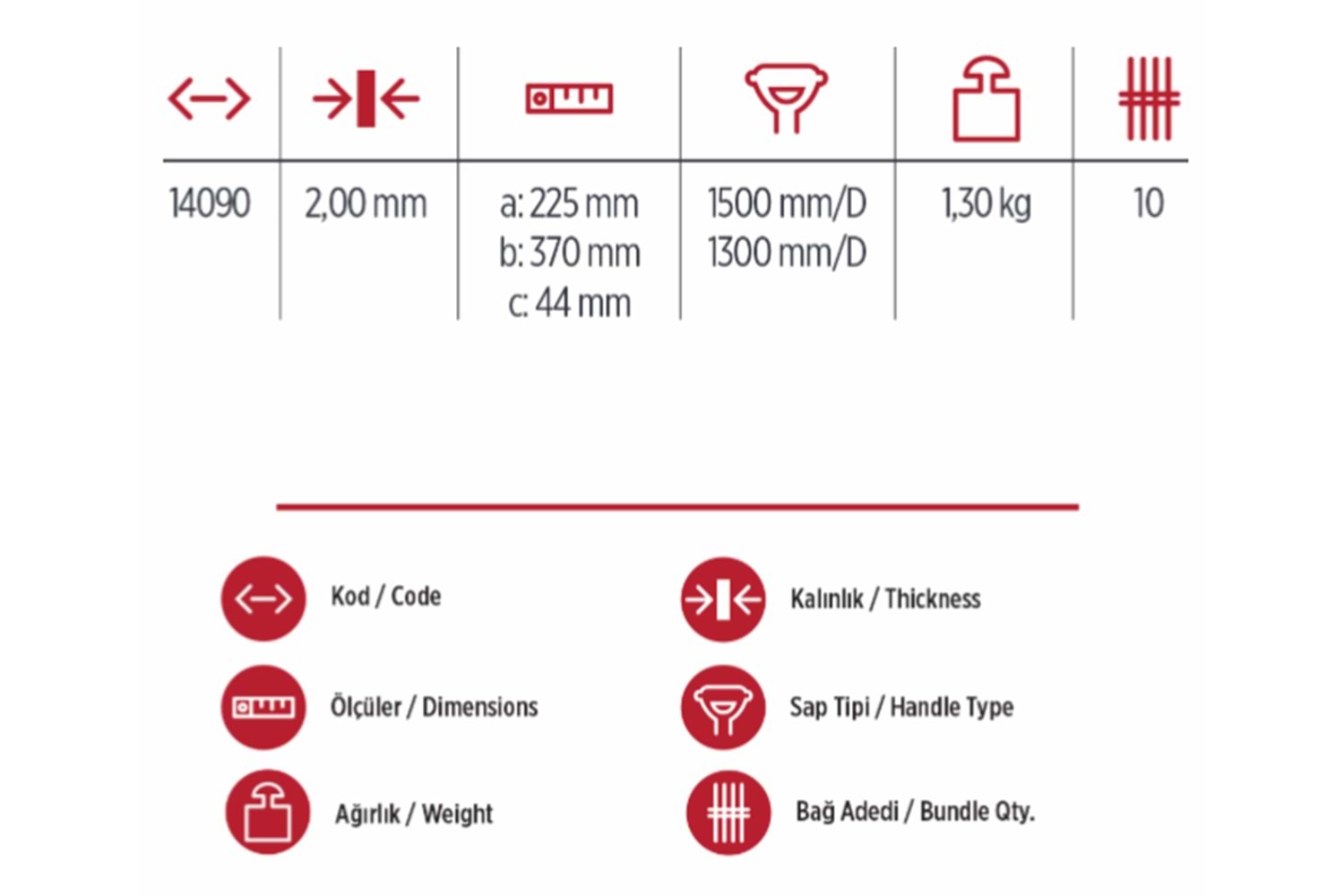 Yaparlar 3200 Bel Küreği Sivri BASKILI 14090