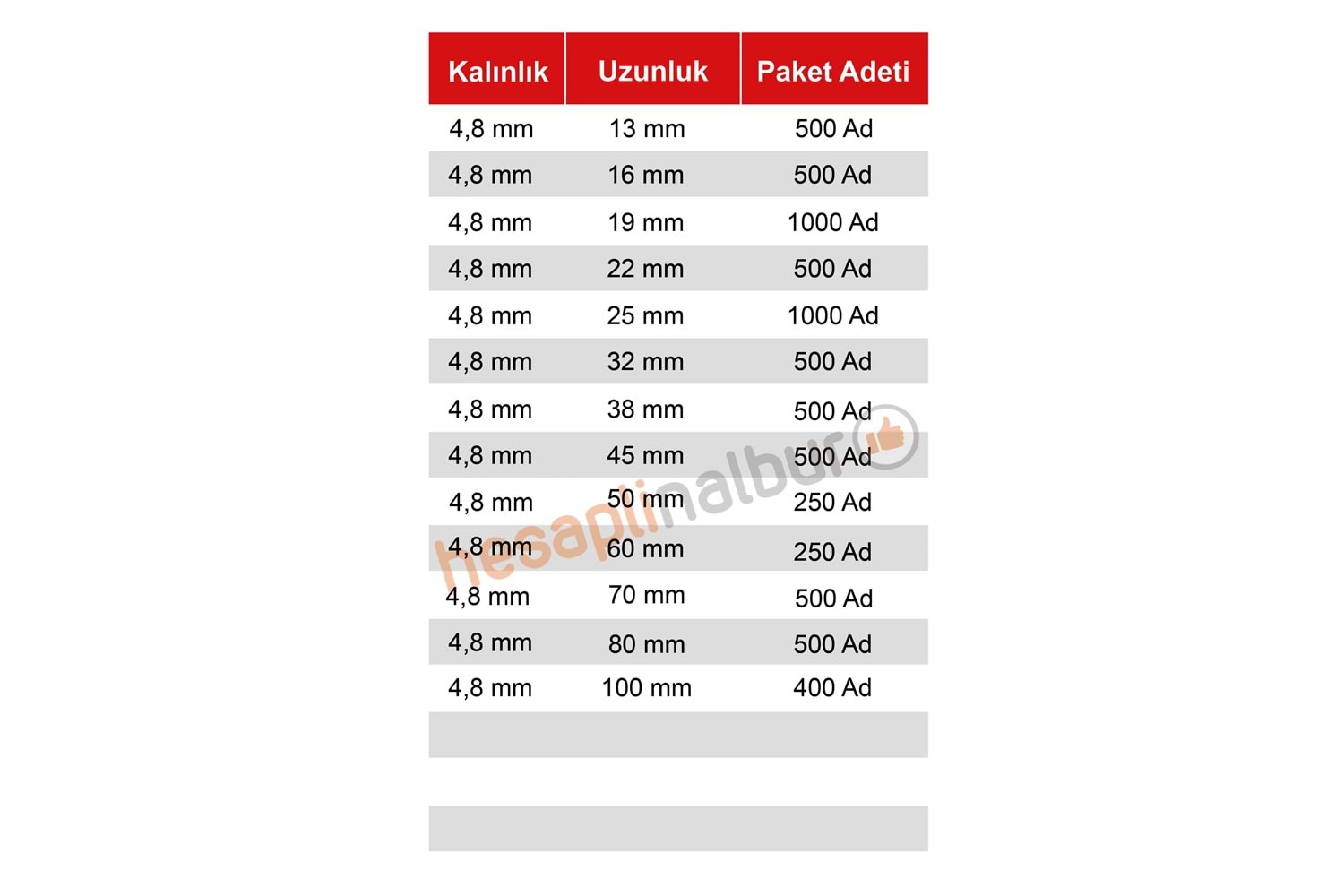Meridyen YSB Matkap Uçlu Vida 4,8x25 MM 1000 Adet