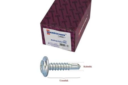 Meridyen Pul Başlı RYSB Matkap Uçlu Vida 4,8x22 MM 500 Adet